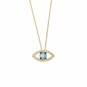 Large Aqua Eye Necklace