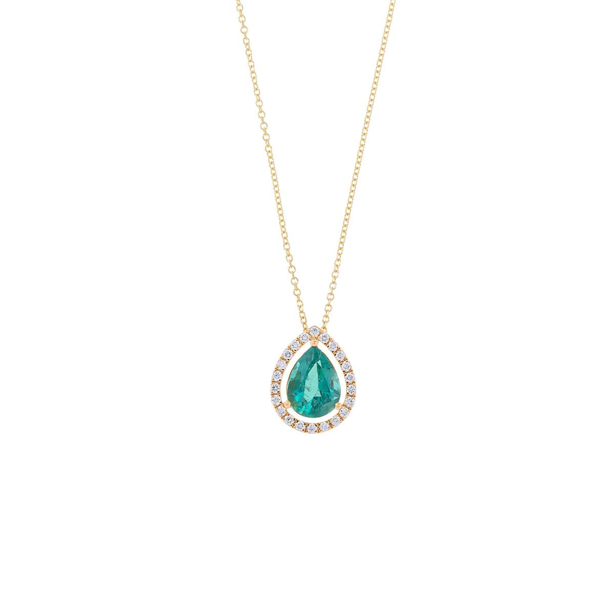 Pear Emerald and Diamonds Necklace