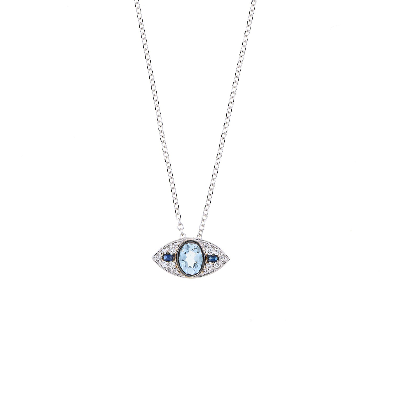 Blue Baguette Eye Necklace