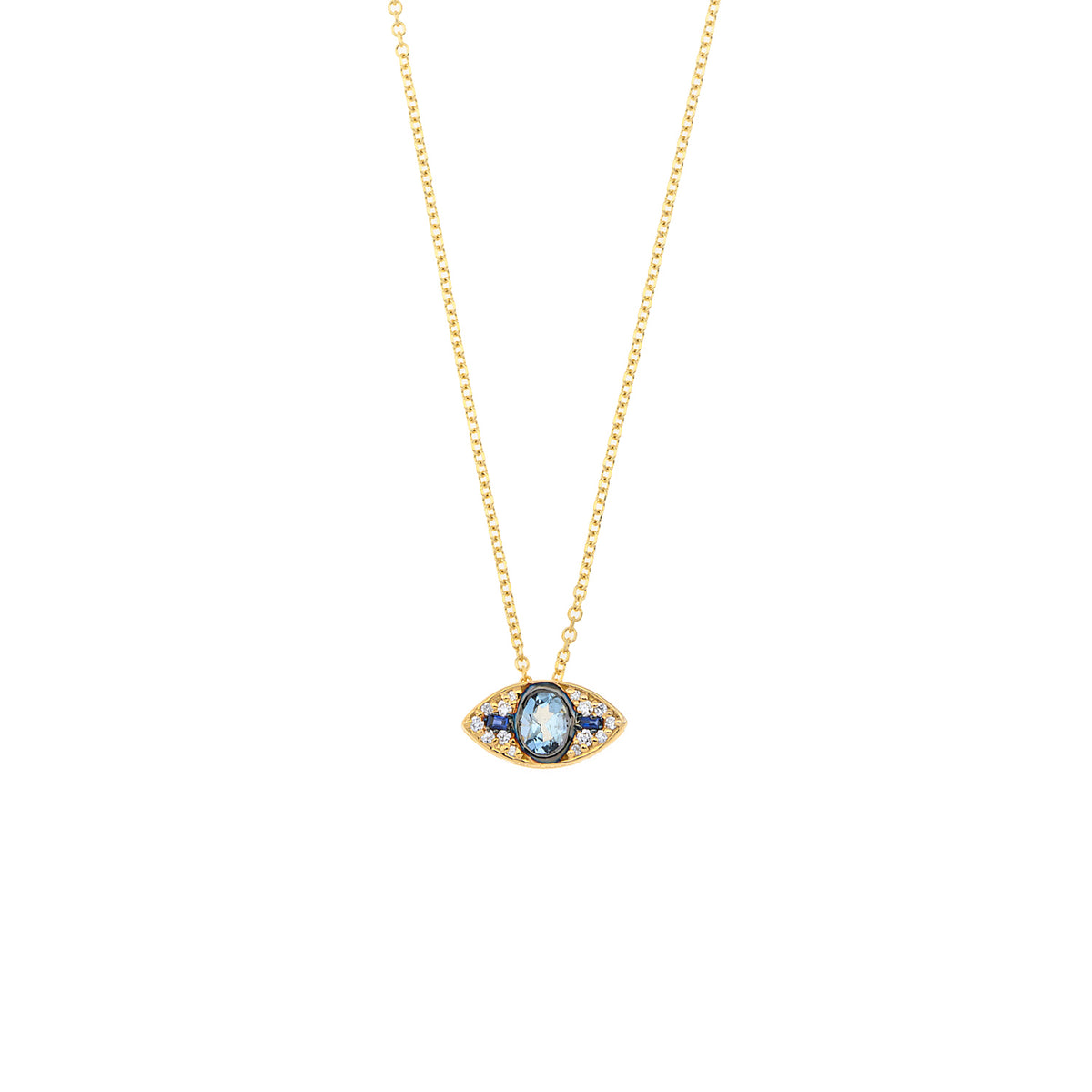 Evil Eye Necklace. Diamond Necklace. Blue Sapphires. Tear drop necklace. 18K Gold. Rose Gold, White Gold, Yellow Gold. Fine Jewelry. Gift. Κολιέ μάτι. Κολιέ για δώρο μάτι. Χρυσό κολιέ. Κολιέ με διαμάντια. Κολιέ με ζαφείρια. Μάτι φυλαχτό. Μάτι με διαμάντια. Στρογγυλό μάτι κολιέ.