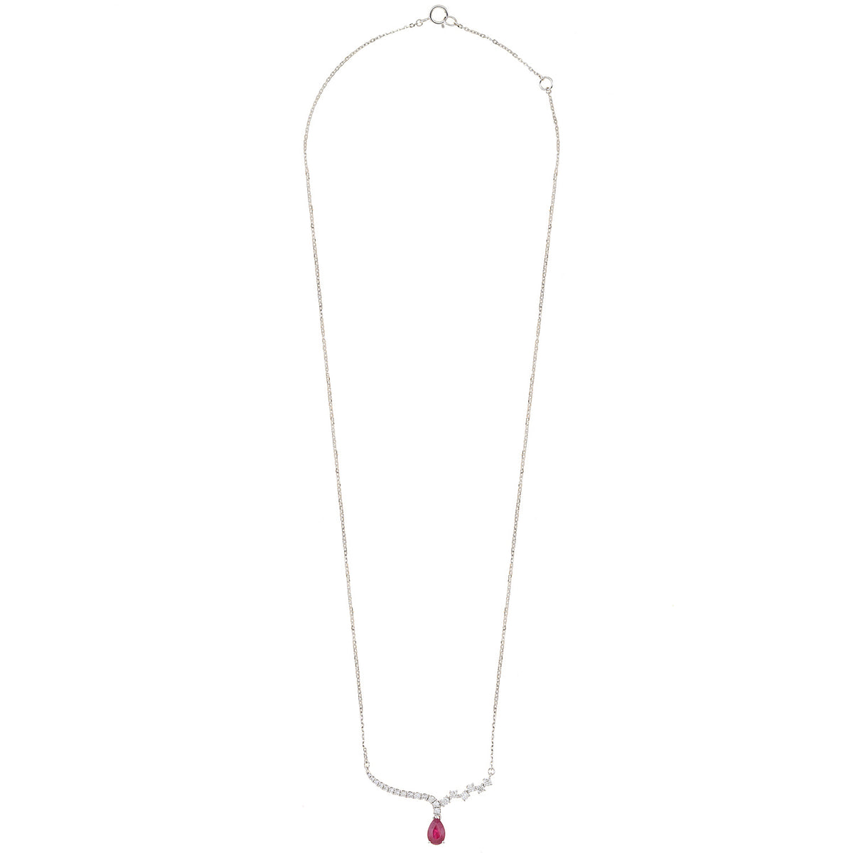 Ruby Necklace. Diamond and ruby necklace. Red stone necklace. Ruby necklace for gift. Rare ruby stone necklace. Diamond jewellery. Anatol jewellery. 