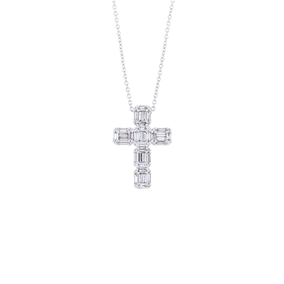 Tapered Diamond Cross Necklace