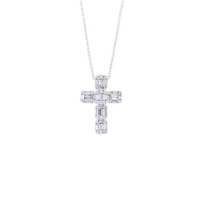 Tapered Diamond Cross Necklace