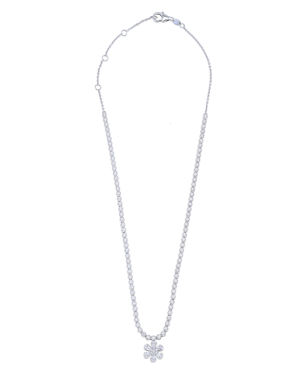 Flower Tennis Diamond Necklace