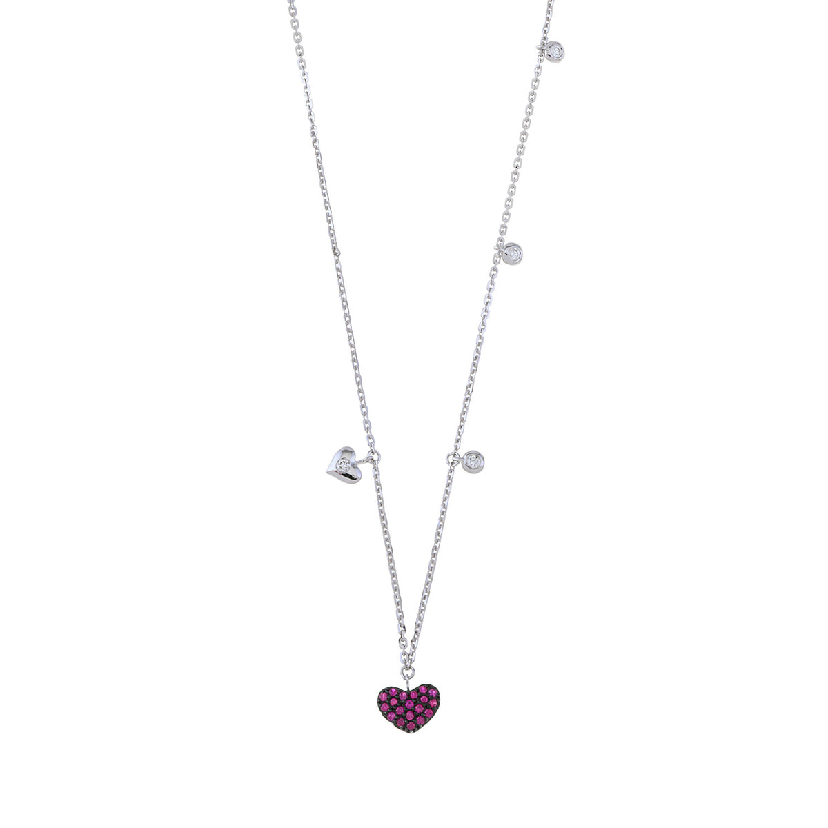 Ruby and Mini Hearts Necklace