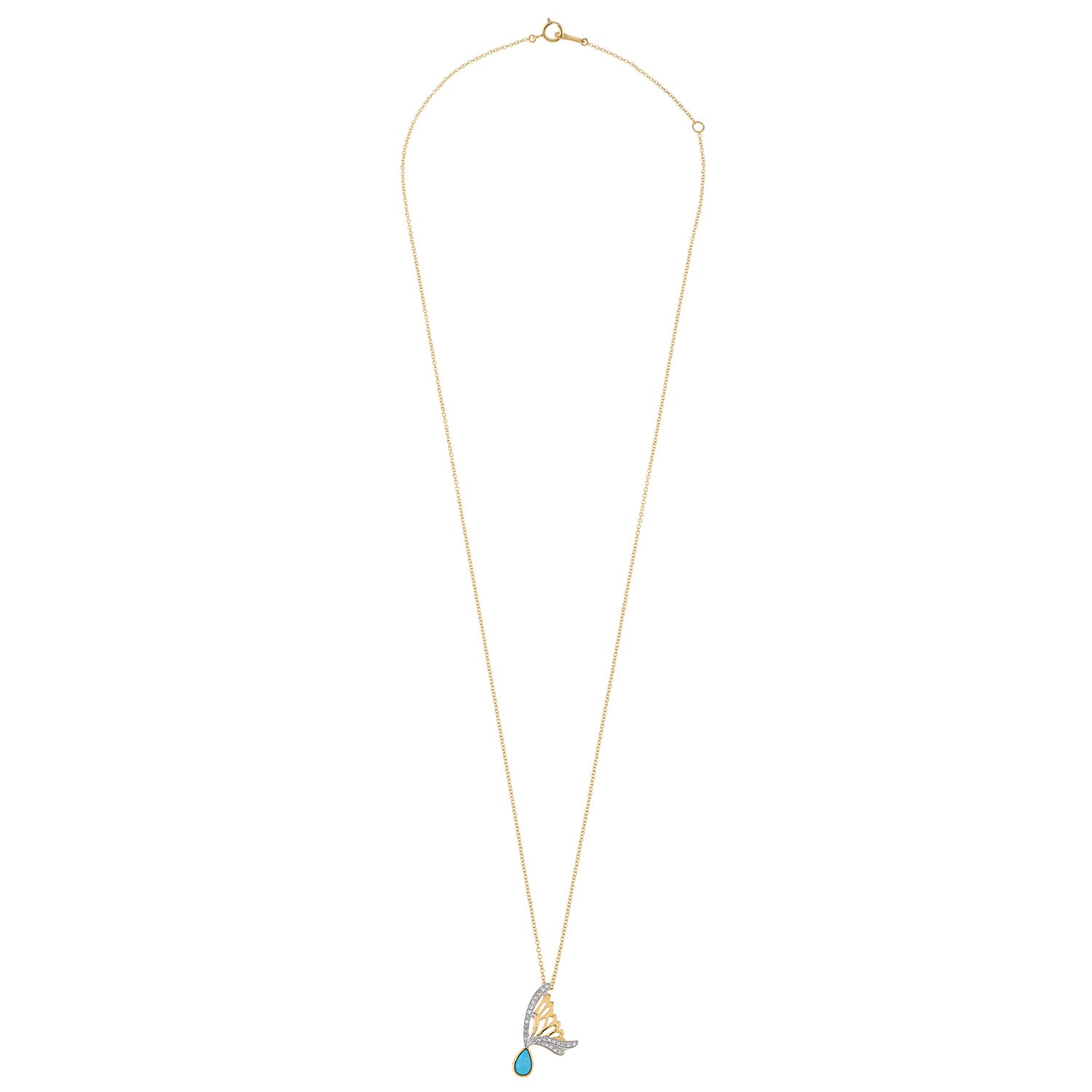 Turquoise Drop Butterfly Necklace
