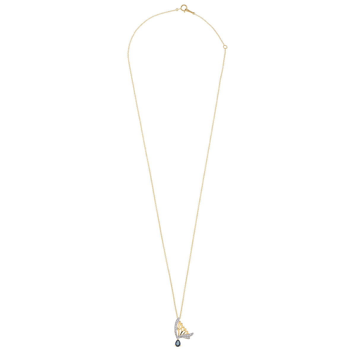Sapphire Drop Butterfly Necklace
