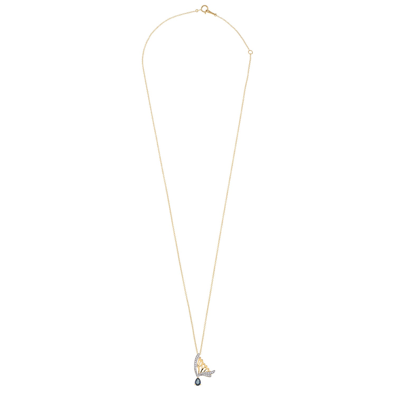 Sapphire Drop Butterfly Necklace