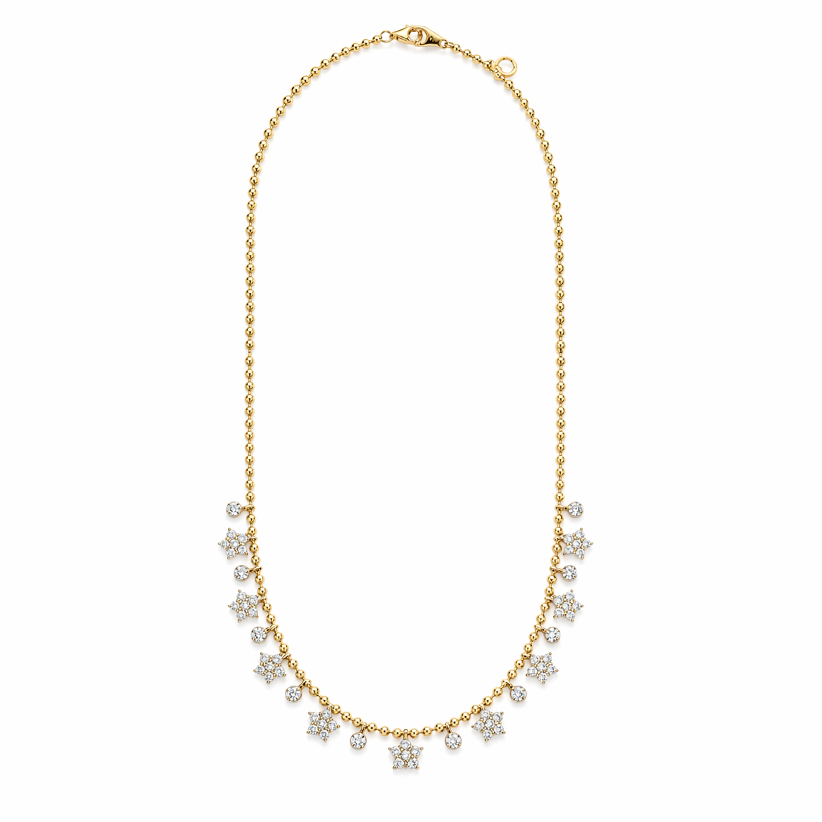 Hanging Stars and Circles Diamond Necklace
