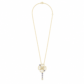 Luminous Mother of Pearl Petals Diamond and Sapphire Necklace