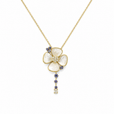 Luminous Mother of Pearl Petals Diamond and Sapphire Necklace