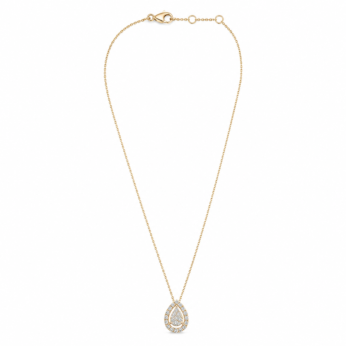 Pear Drop Halo Diamond Necklace