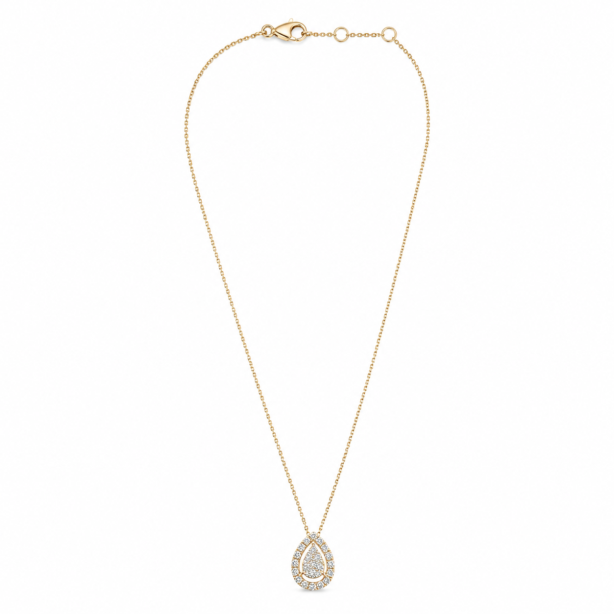 Pear Drop Halo Diamond Necklace