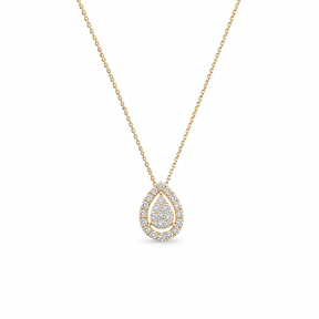 Pear Drop Halo Diamond Necklace