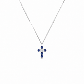 Sapphire and Diamond  Cross Necklace