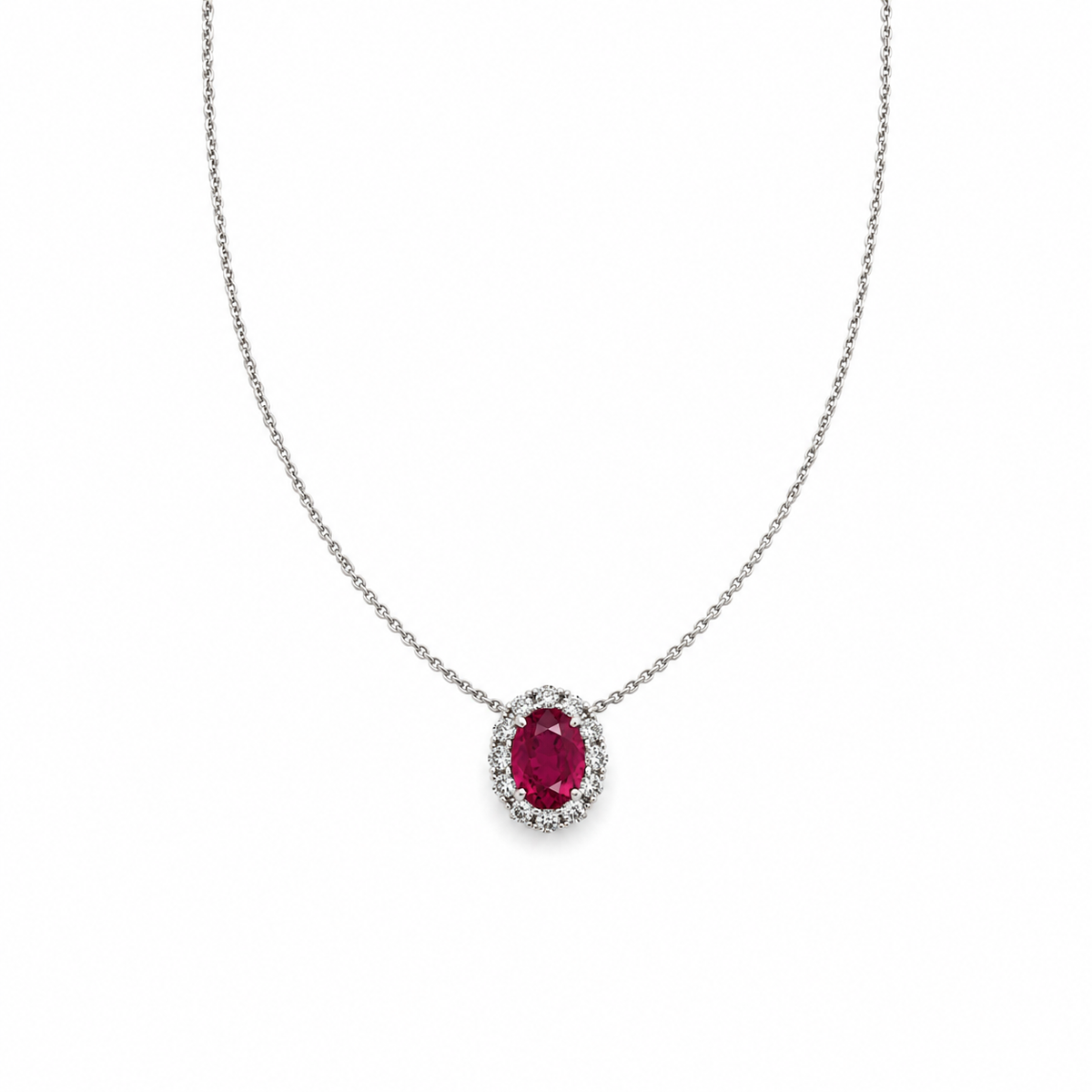 Oval Ruby and Diamond Necklace