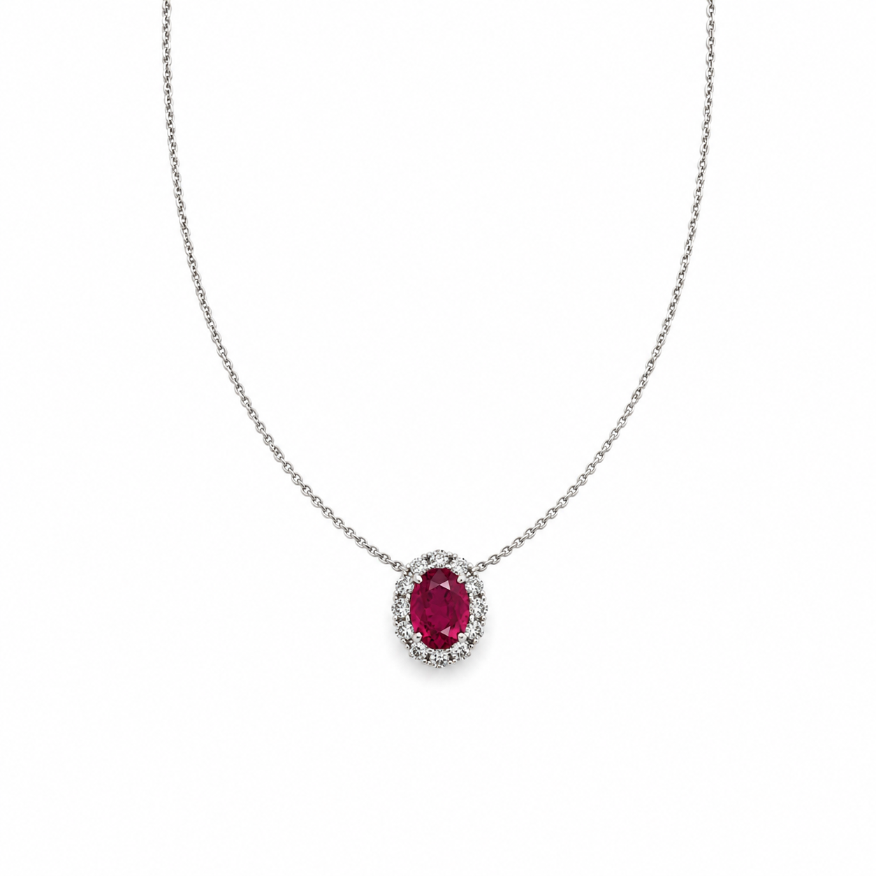 Oval Ruby and Diamond Necklace