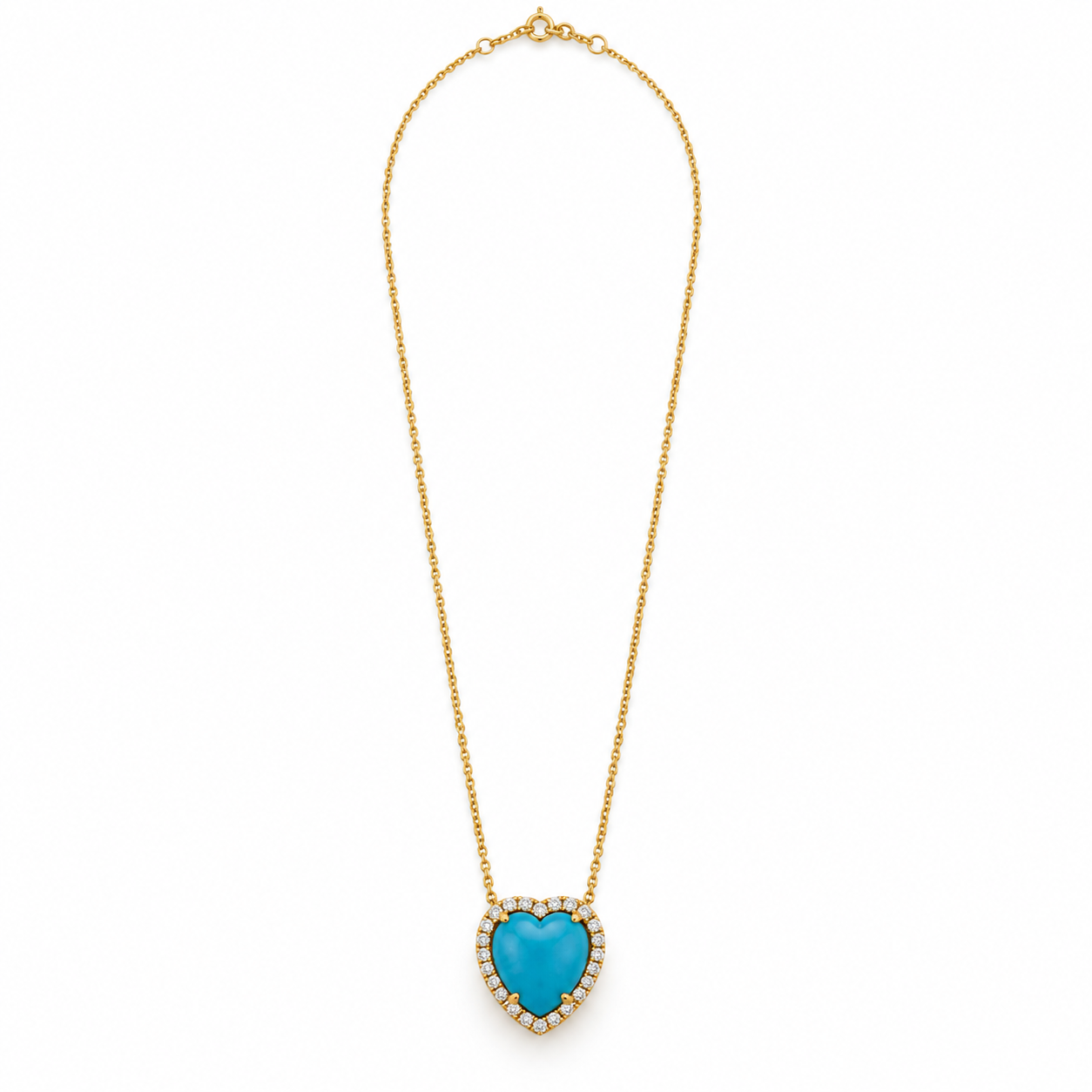 Turquoise and Diamond Heart Necklace