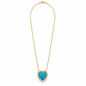 Turquoise and Diamond Heart Necklace