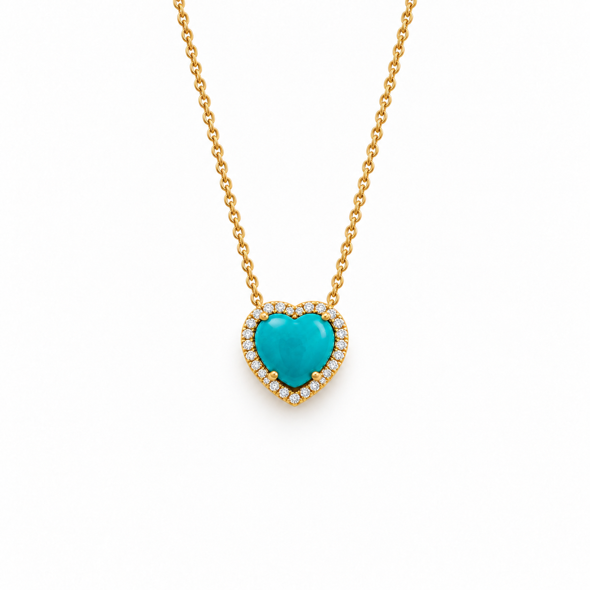 Turquoise and Diamond Heart Necklace