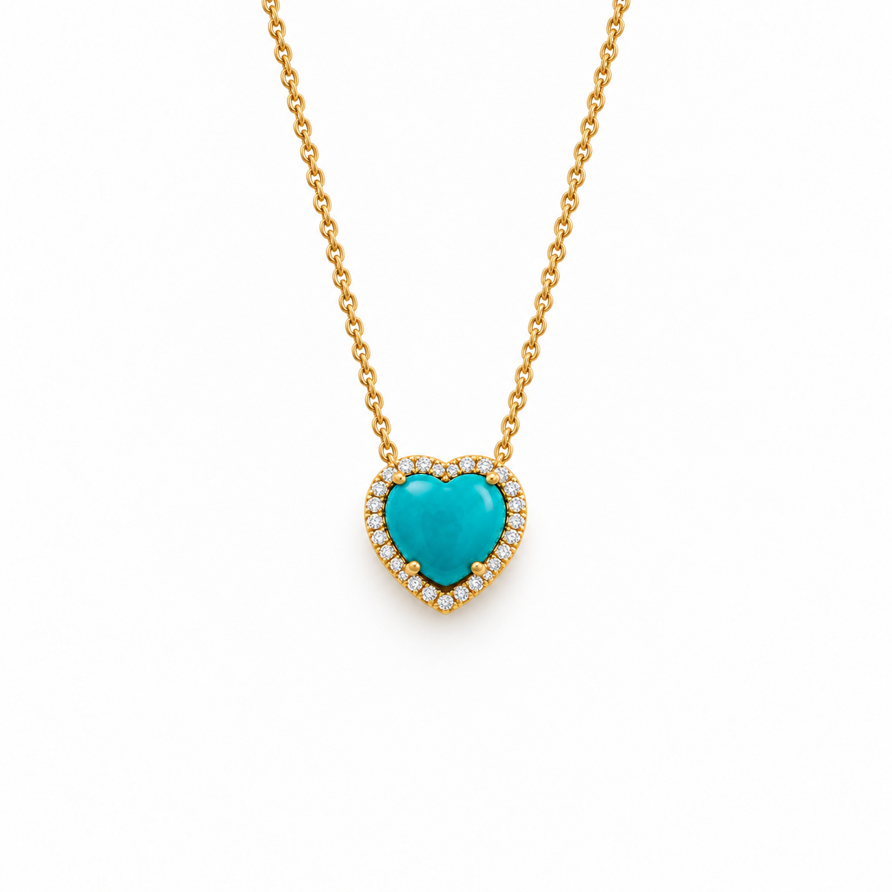 Turquoise and Diamond Heart Necklace