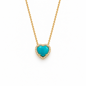 Turquoise and Diamond Heart Necklace