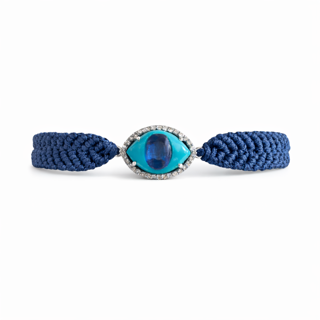 Blue Water Eye on Cord Bracelet