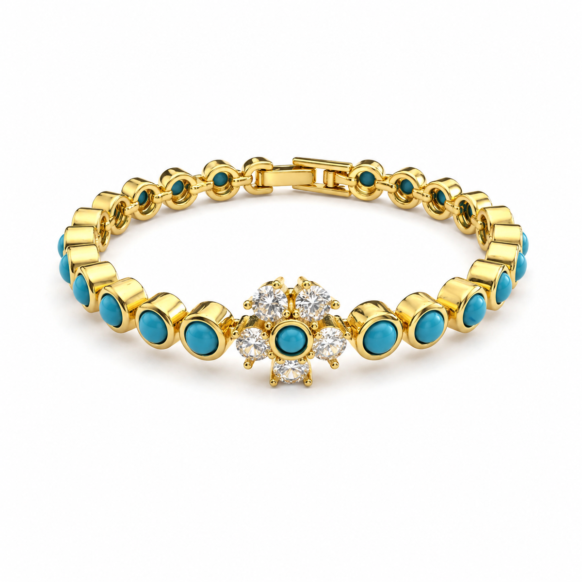 Turquoise Dot Flower Bracelet
