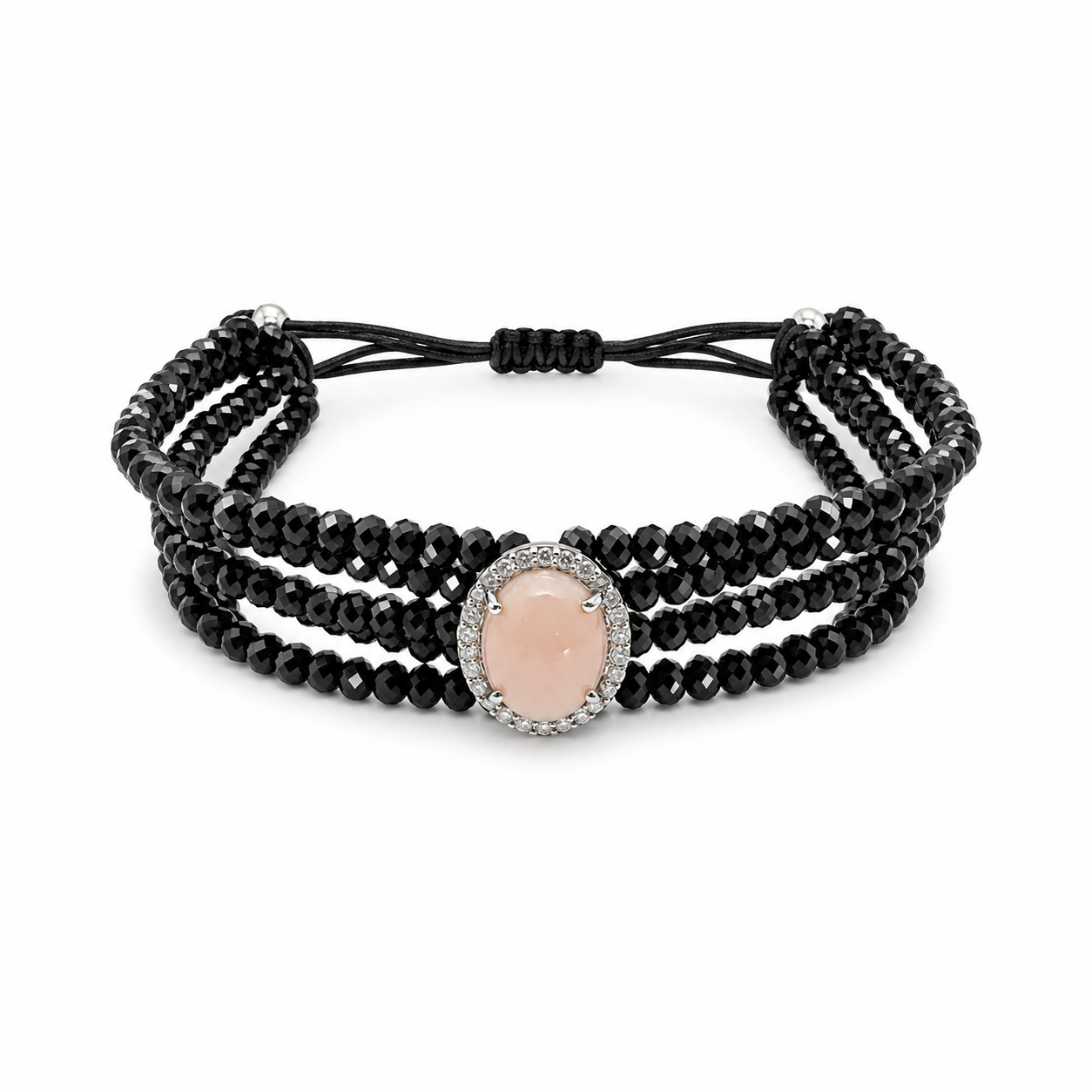 Oval Coral on Spinel Beads Bracelet