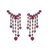 Dangling Ruby Heart Earrings