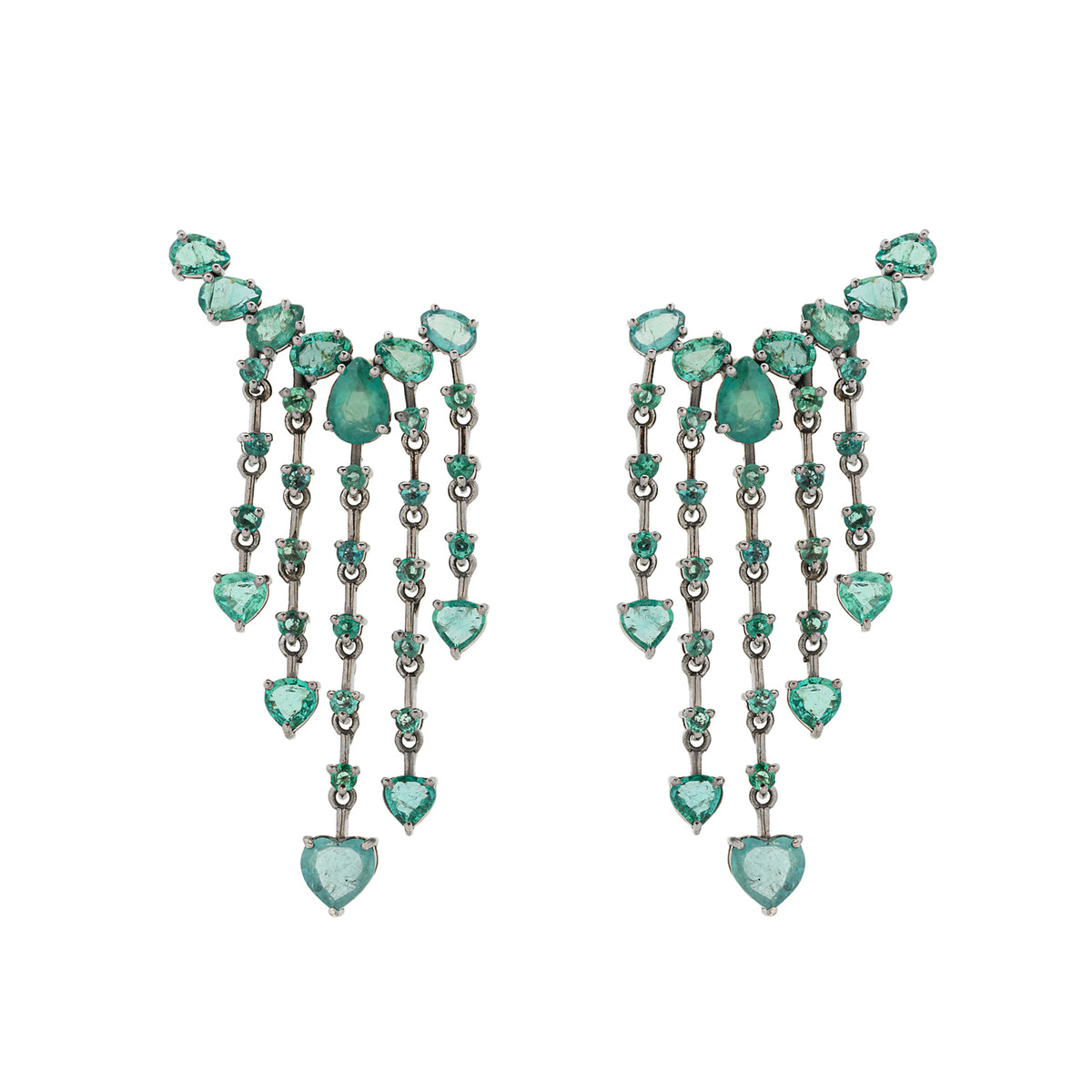 Dangling Emerald Heart Earrings