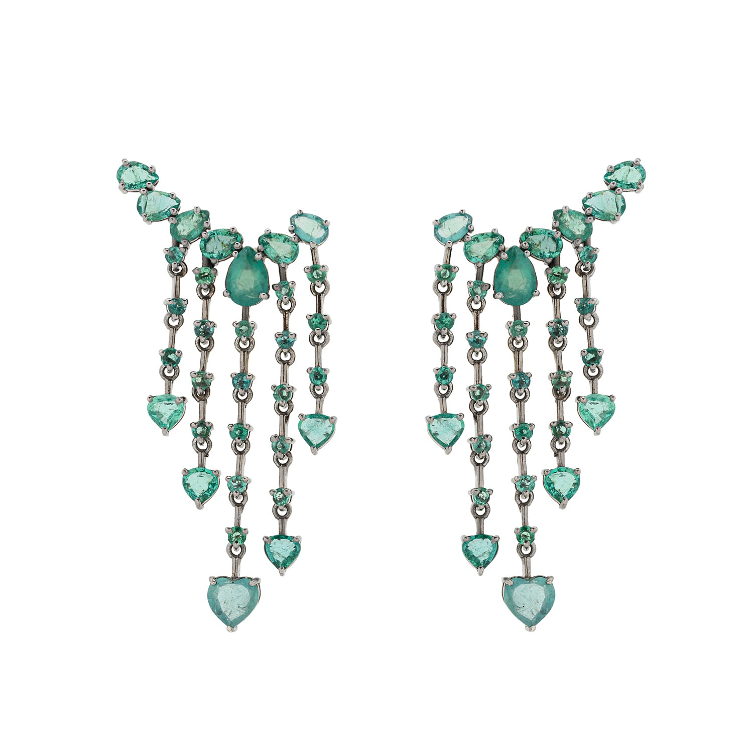 Dangling Emerald Heart Earrings