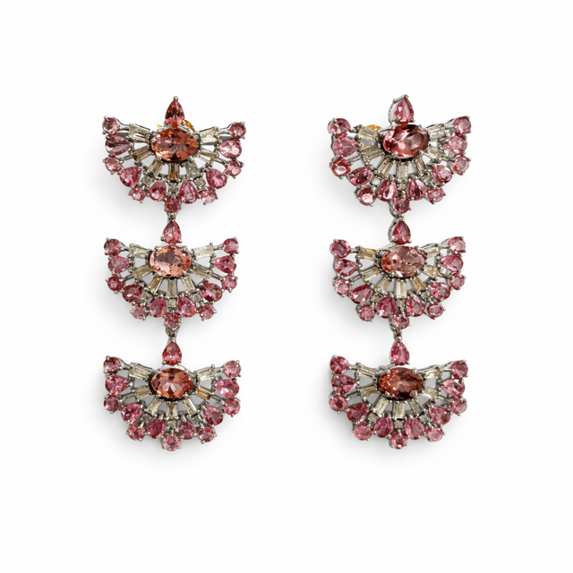 Pink Fan Earrings