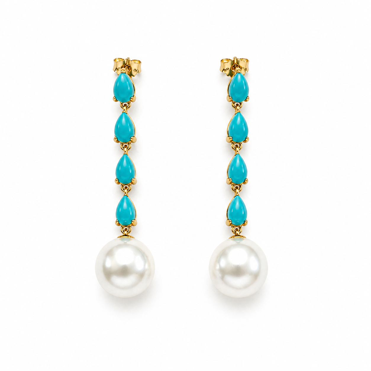 Multiple Teardrop and Pearl Earrings