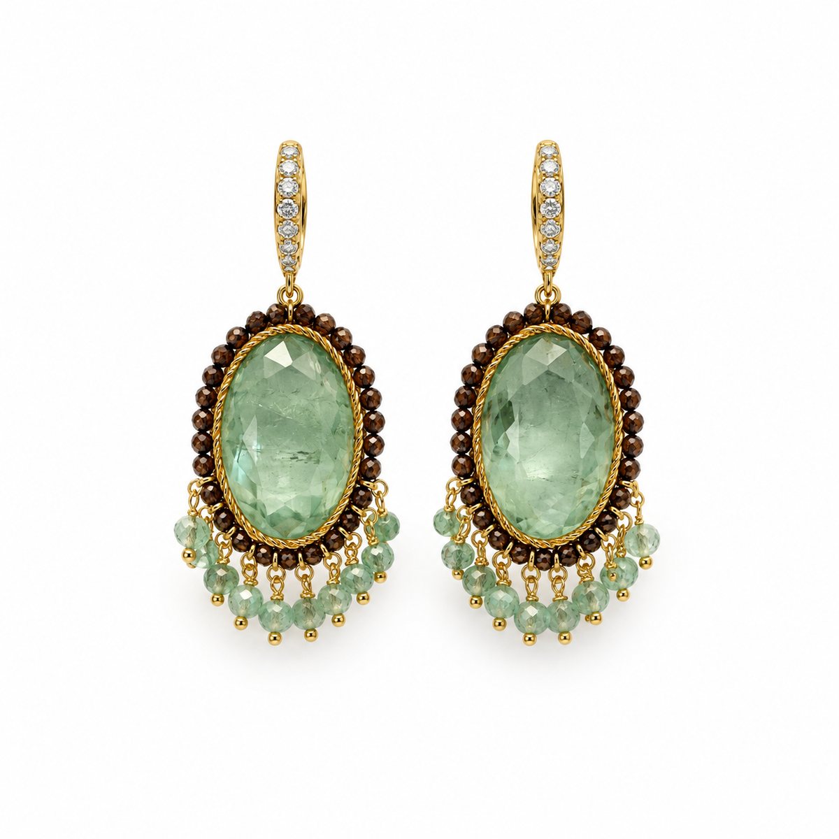 Green Oval Gemstone Earrings