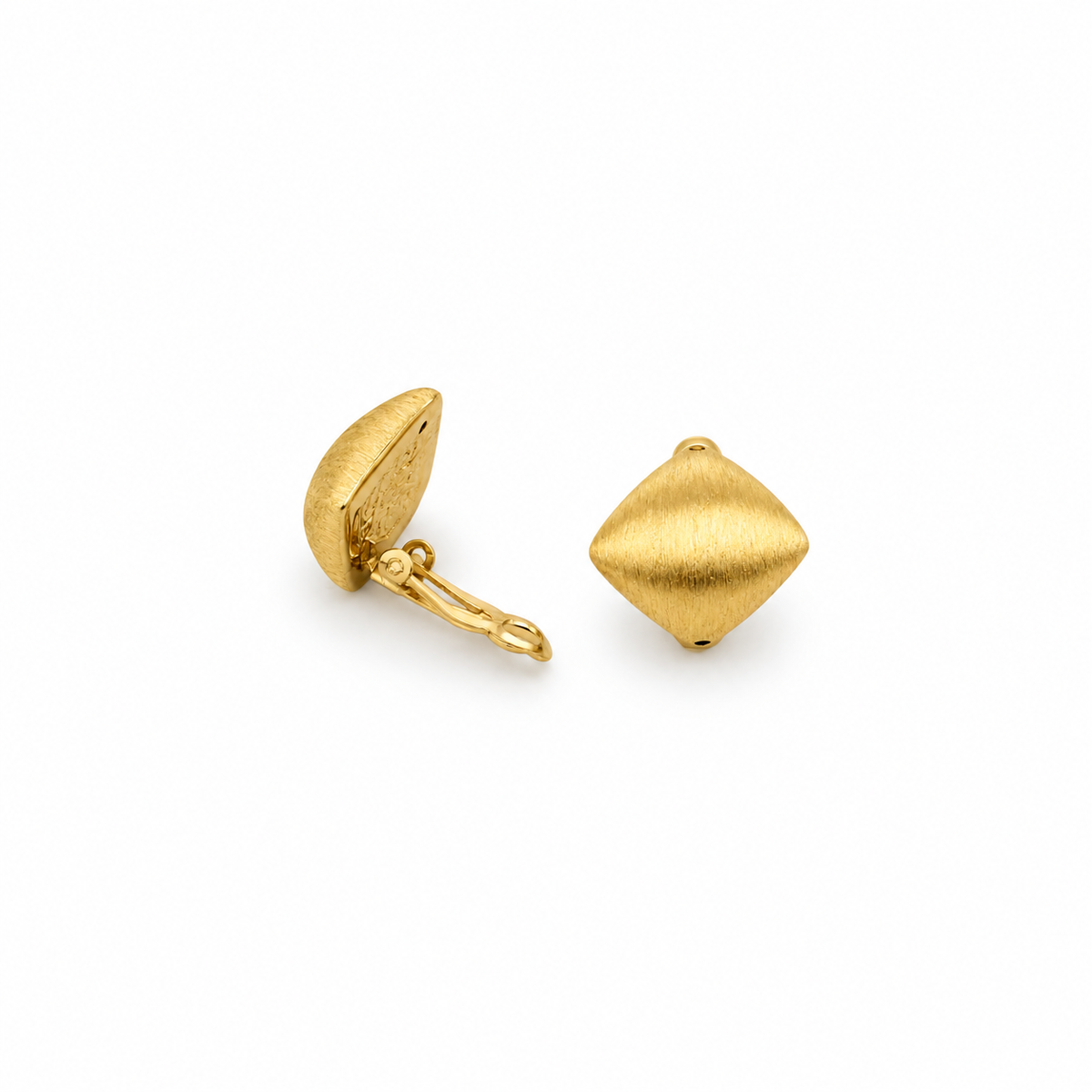 Rhombus-Shaped Clip Earrings