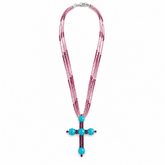 Turquoise and Tourmaline Cross Necklace