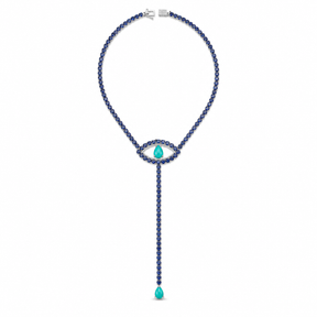 Turquoise, Diamond and Kyanite Evil Eye Necklace