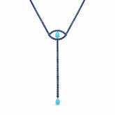 Turquoise, Diamond and Kyanite Evil Eye Necklace
