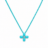 Turquoise and Diamond Floral Cross Turquoise Beaded Necklace