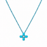 Turquoise and Diamond Floral Cross Apatite Beaded Necklace