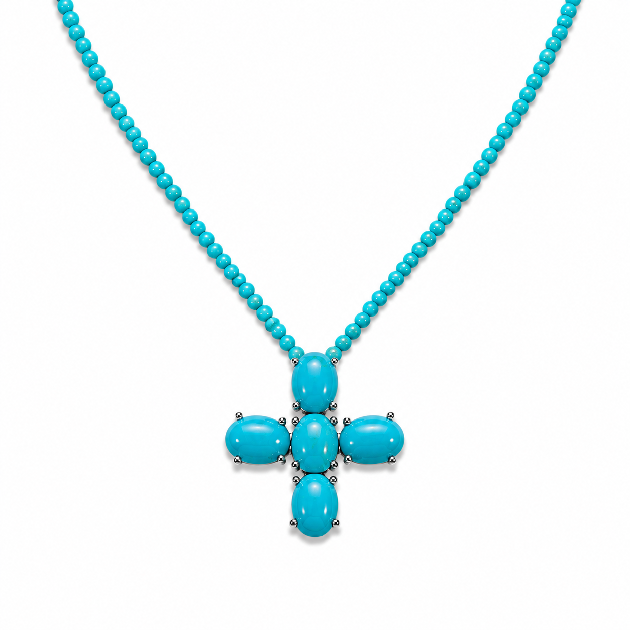 Turquoise Cross Beaded Necklace