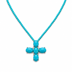 Turquoise Cross Beaded Necklace