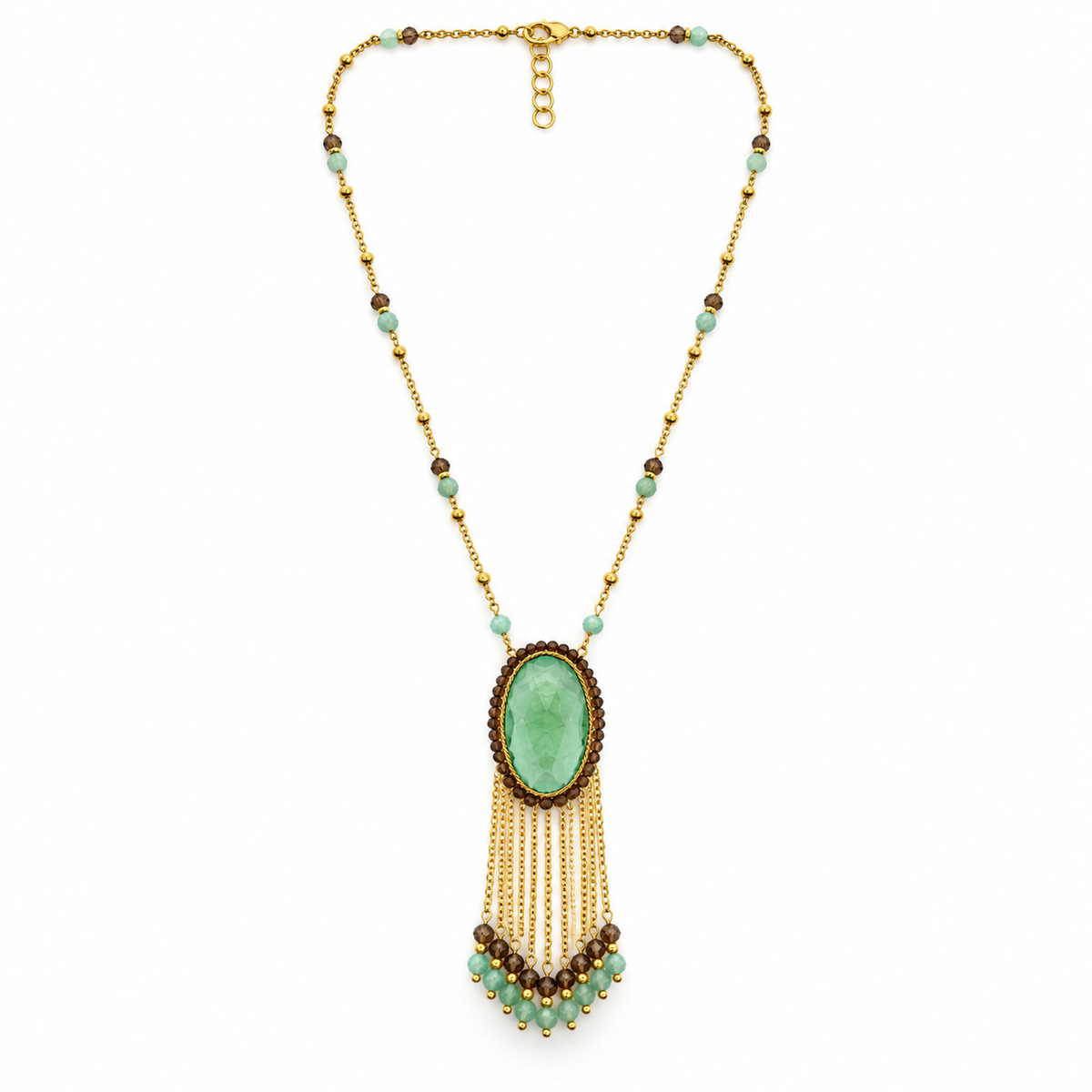 Green Oval Gemstone Necklace