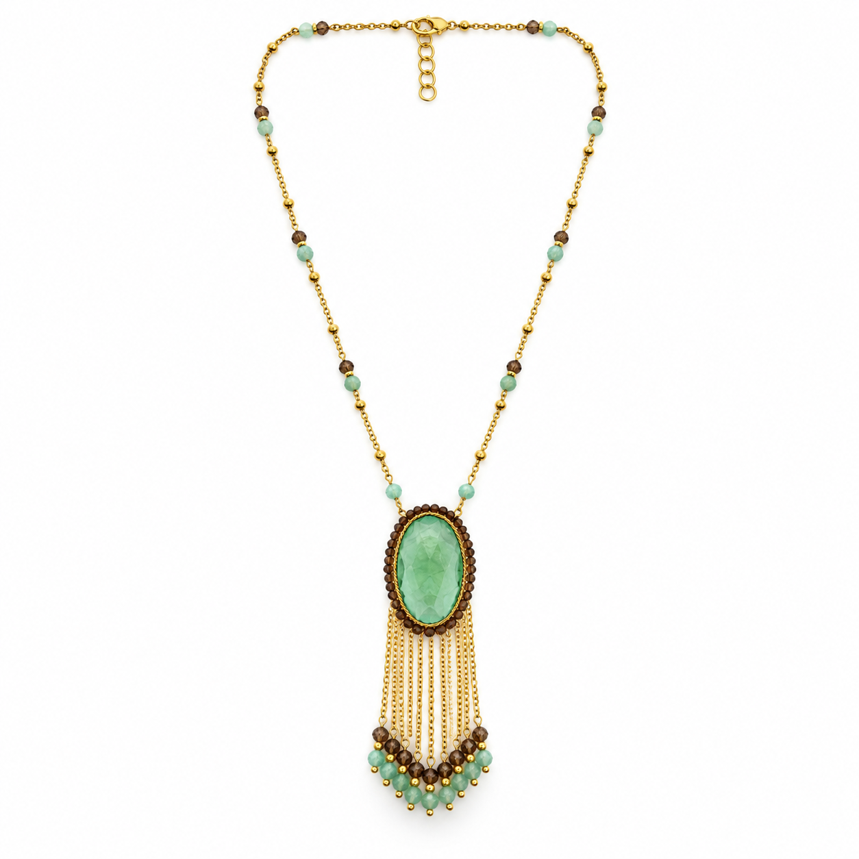 Green Oval Gemstone Necklace