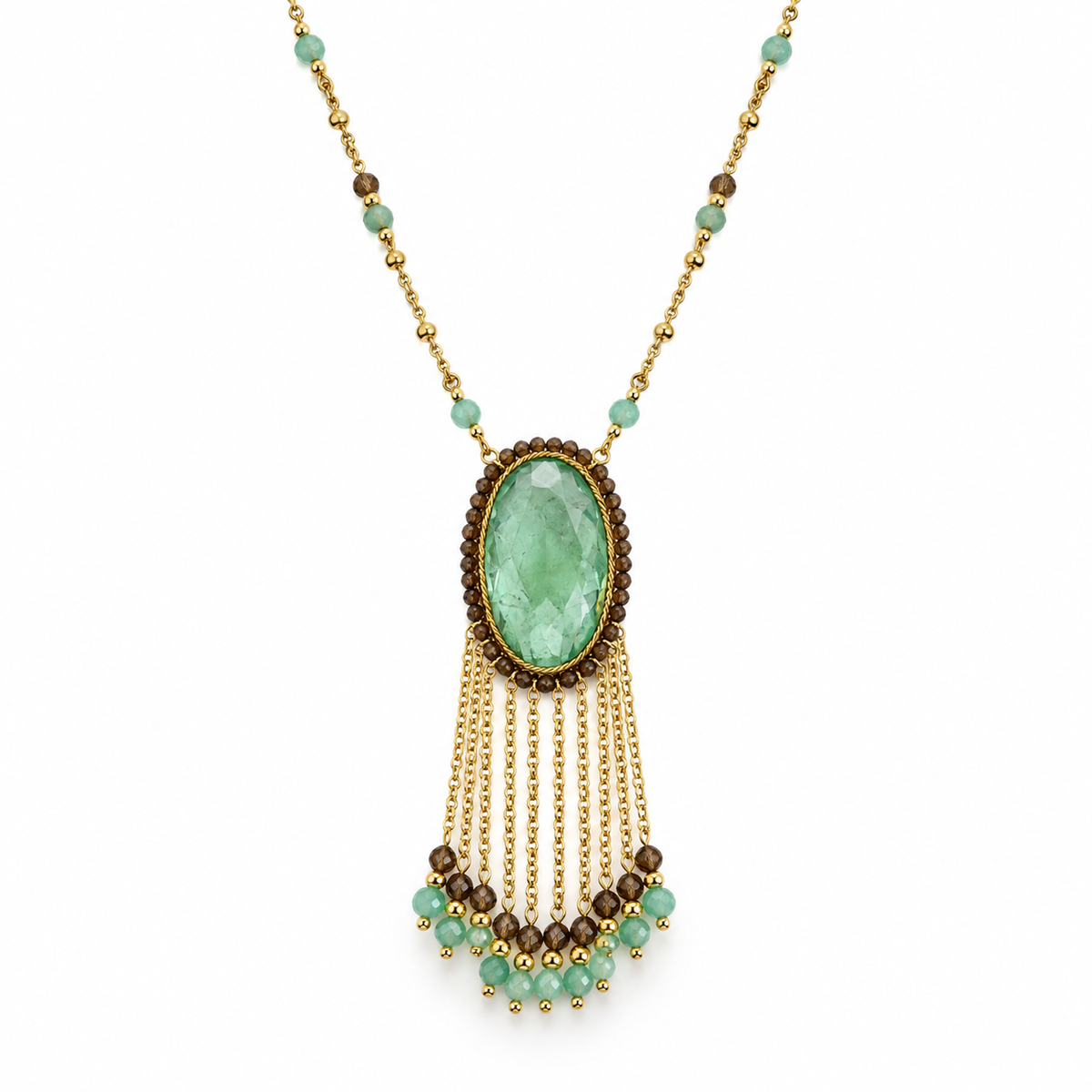 Green Oval Gemstone Necklace