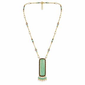 Green Rectangular Gemstone Necklace