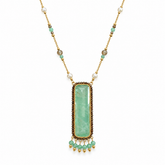 Green Rectangular Gemstone Necklace