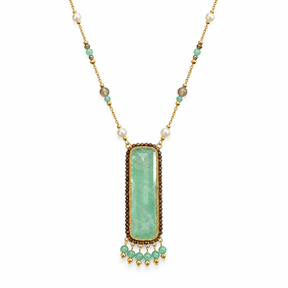 Green Rectangular Gemstone Necklace