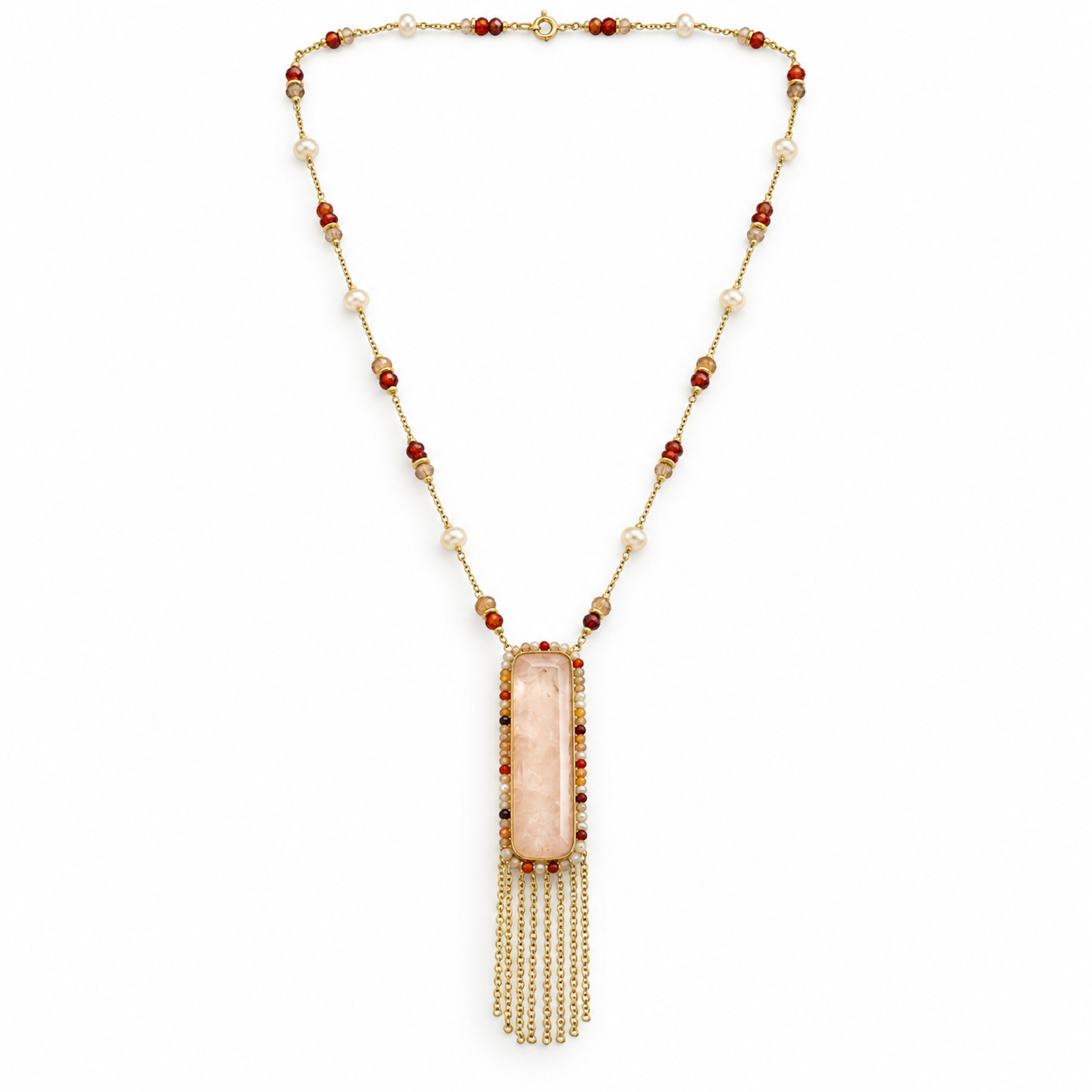 Pink Rectangular Gemstone Necklace